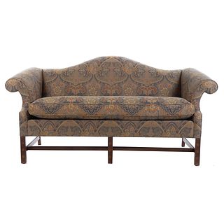 Chinese Chippendale Style Camelback Sofa