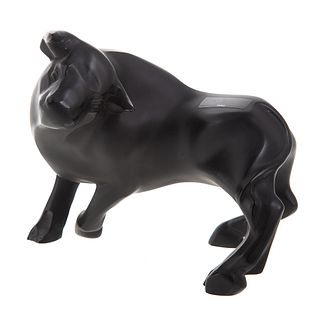 Lalique Black Glass Bull