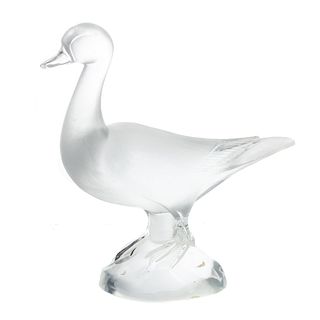 Lalique Partially Frosted Crystal Duck