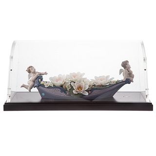 Lladro Porcelain Group, Cherub Floral Boat