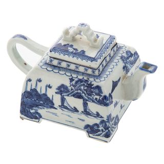 Rare Chinese Export Canton Square Teapot