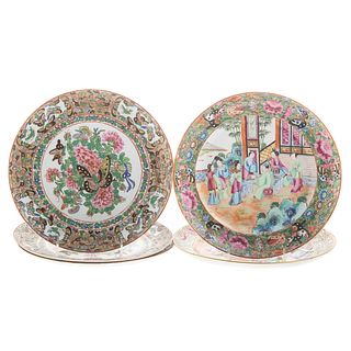 Five Chinese Export Famille Rose Plates