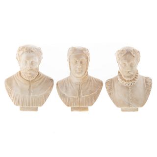 Three Continental Carved Alabaster Miniature Busts