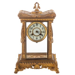 Waterbury Art Nouveau Gilt Bronze Regulator Clock