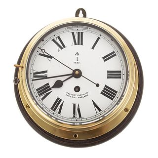 Prescott Clock Co. Brass Bulkhead Clock