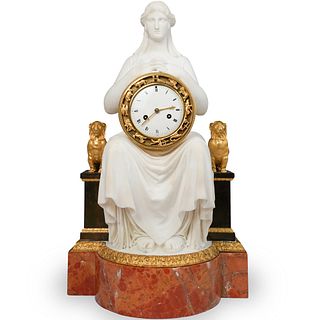 Important 19th Cent Empire Gilt Bronze and Ochre Marble Clock