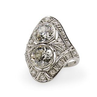 Art Deco Platinum Double Diamond Ring