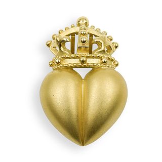Kieselstein Cord 18kt Gold Heart Crown Pendant / Brooch