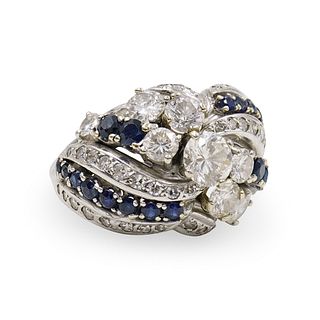 Diamond Sapphires White Gold Ladies Cocktail Ring