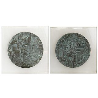 Pair Of Gabriel Yantorno (Argentina) New York City Bronze Relief Plaques