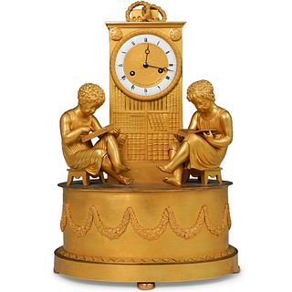 19th Cent Gilt Bronze Baullier & Guyerdet Empire Clock