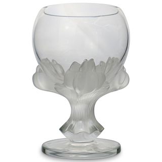 Lalique Crystal "Bagheera" Lion Paw Vase
