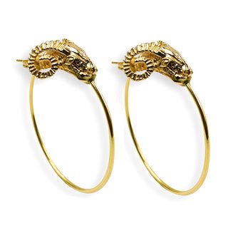 Pair Of 14k Gold Ram Hoop Earrings