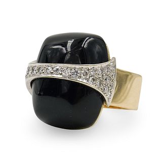 Onyx Gold & Diamonds Ladies Cocktail Ring