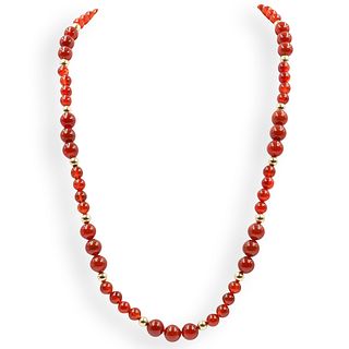 14k Gold and Garnet Beaded Necklace