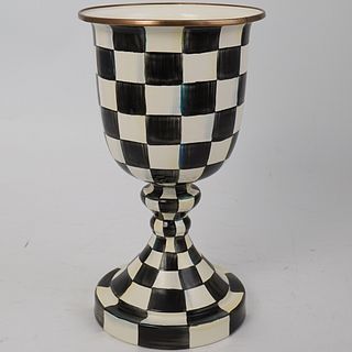 MacKenzie-Childs Courtly Check Enamel Pedestal Vase