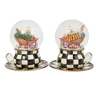 (2 Pcs) MacKenzie-Childs Courtly Check Snow Globes