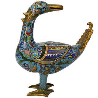 Chinese Cloisonne Duck Censor