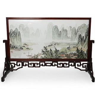 Chinese Silk Embroidery Table Screen