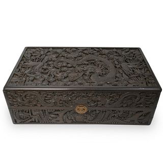 Chinese Carved Wood Dragon Trunk