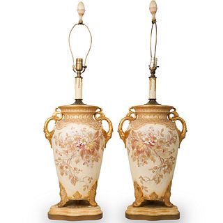 Pair of Antique Royal Bonn Porcelain Lamps