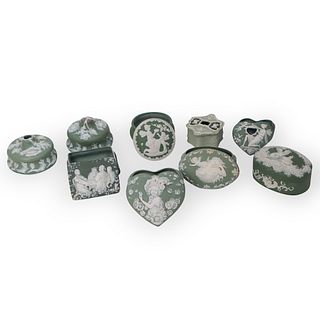 (9 Pcs) Collection of Green Jasper Boxes