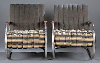 Pair of tubular chrome chairs Amsterdam