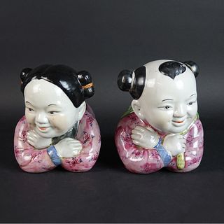 Pair of Chinese Porcelain Pillow Babies