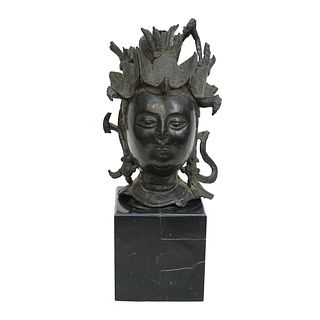 Antique Chinese Concrete Filled Bronze Head