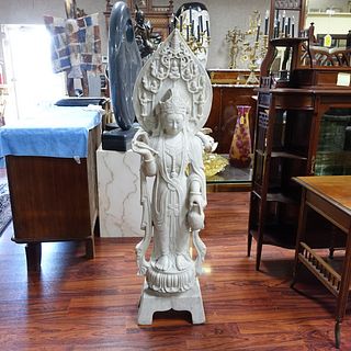 Large Chinese Carved Marble Guanyin Sculpture
