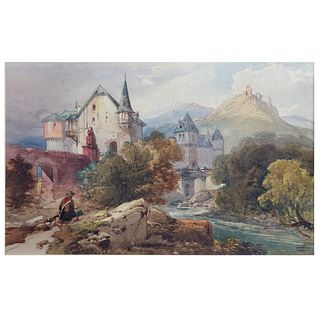 John S Prout (English 1806-1876) Watercolor Chalet
