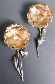 Buccellati Silver "Poppy" Candle Holders, Pair