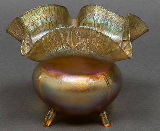 Tiffany Studios Favrile Art Glass Footed Vase