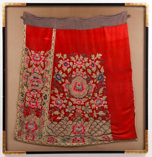 Chinese Qing Dynasty Floral Embroidered Silk Skirt