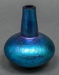 Loetz Papillion Cobalt Art Glass Bud Vase