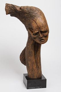 L. Arye "As a Driven Leaf" Carved Wood Sculpture