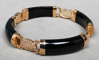 Gump's 14K Yellow Gold & Black Onyx Bracelet