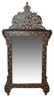 Anglo-Indian Large Shell Inlaid Mirror, Antique