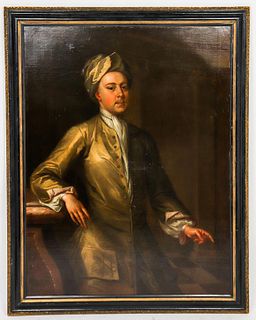 Anglo-Indian Portrait of a Gentleman Oil on Canvas