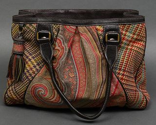 Etro Milano Paisley & Leather Trimmed Handbag
