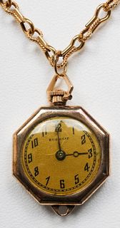 Antique 14K/18K Yellow Gold Watch Pendant Necklace