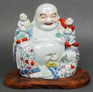 Chinese Polychrome Porcelain Laughing Buddha