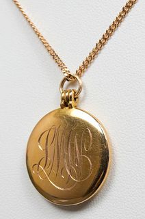 Vintage 14K Yellow Gold Locket Pendant Necklace