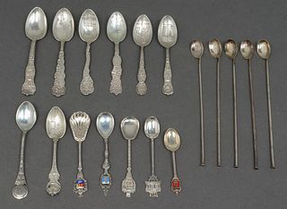 Sterling & Silver Souvenir & Iced Tea Spoons, 18