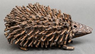 Brutalist Scrap Metal Hedgehog Sculpture