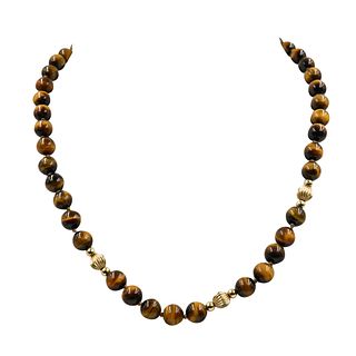 Hand Carved Tiger Eye Beaded Necklace