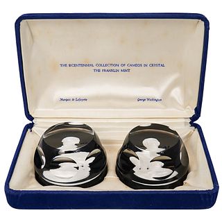 Baccarat Franklin Mint Crystal Cameo Paperweight Set