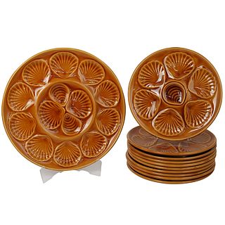 (11 Pc) Ceramic Oyster Plate Set