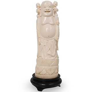 Antique Chinese Laughing Buddha Bone Carving