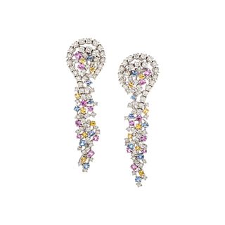 DIAMOND AND MULTICOLOR SAPPHIRE EARCLIPS